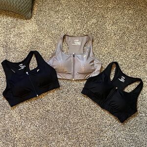 Fila Black and Silver Sports Bras Trio - 3 total all medium